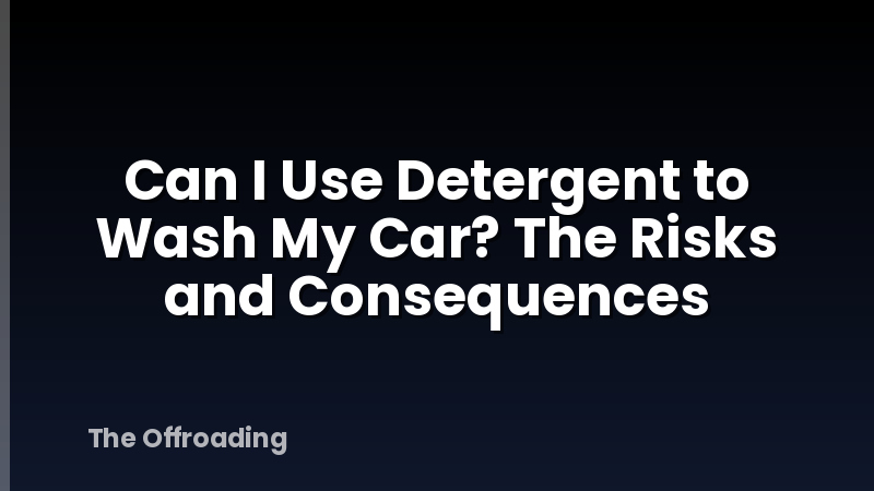 Can I Use Detergent to Wash My Car? The Risks and Consequences