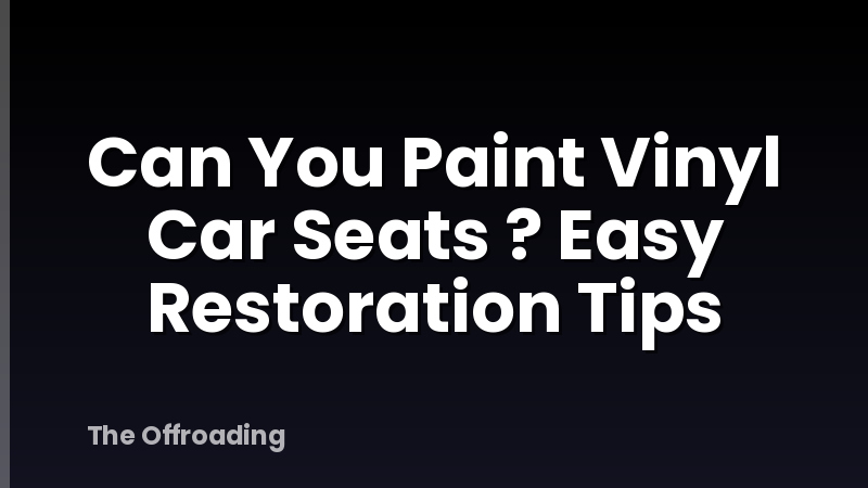 Can You Paint Vinyl Car Seats ? Easy Restoration Tips