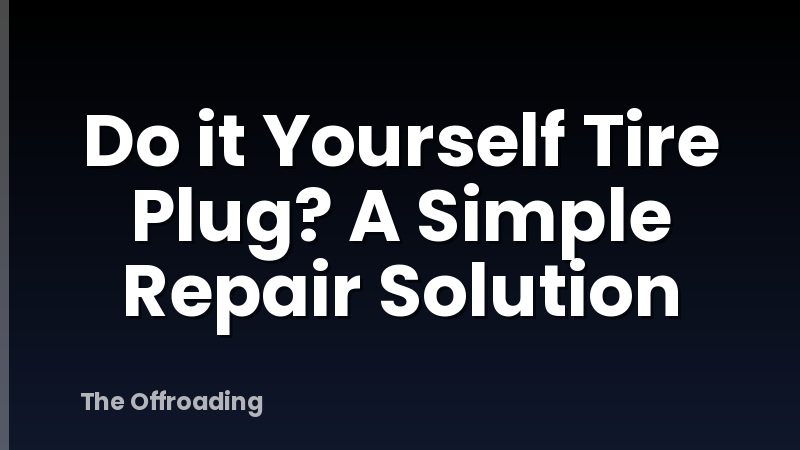 Do it Yourself Tire Plug? A Simple Repair Solution