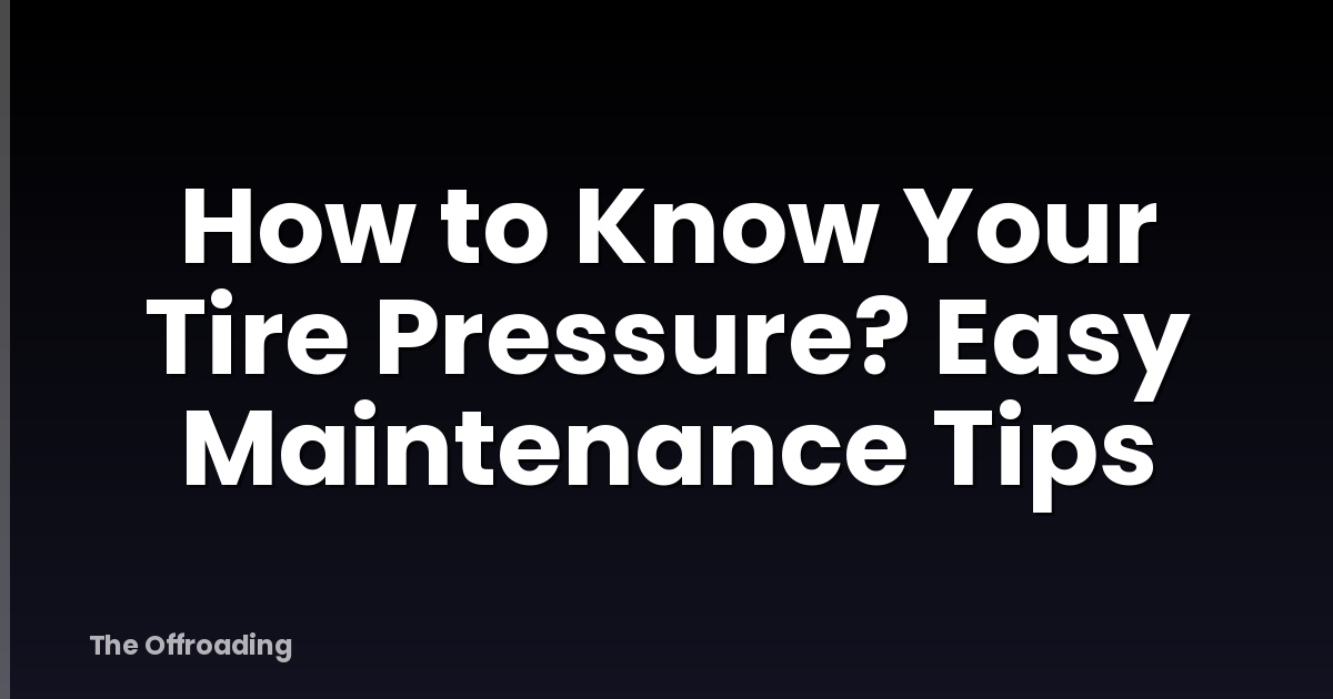 How to Know Your Tire Pressure? Easy Maintenance Tips