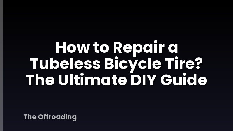 How to Repair a Tubeless Bicycle Tire? The Ultimate DIY Guide