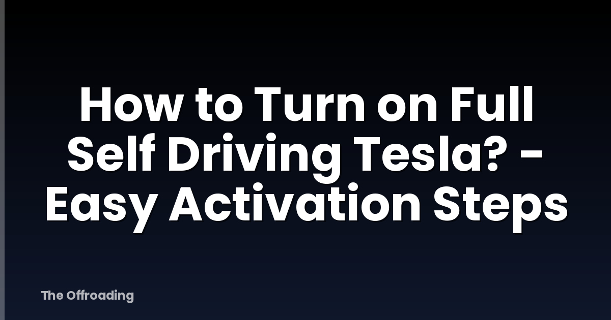 How to Turn on Full Self Driving Tesla? - Easy Activation Steps