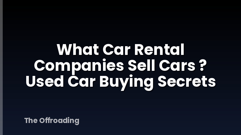 What Car Rental Companies Sell Cars ? Used Car Buying Secrets