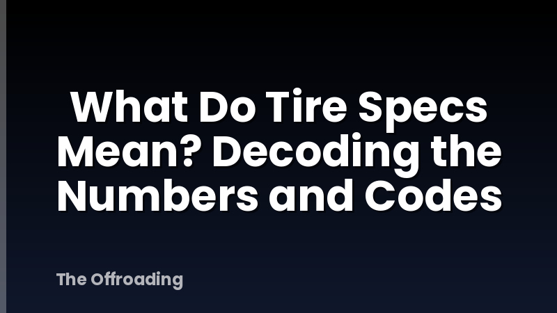 What Do Tire Specs Mean? Decoding the Numbers and Codes