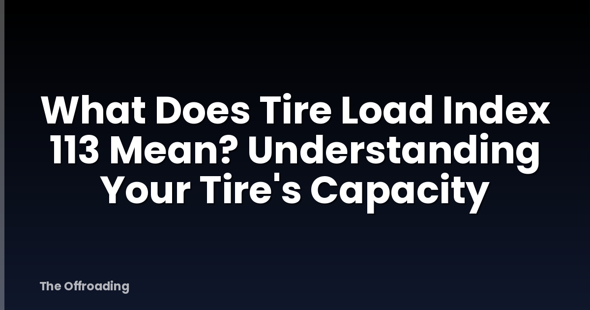 What Does Tire Load Index 113 Mean? Understanding Your Tire's Capacity