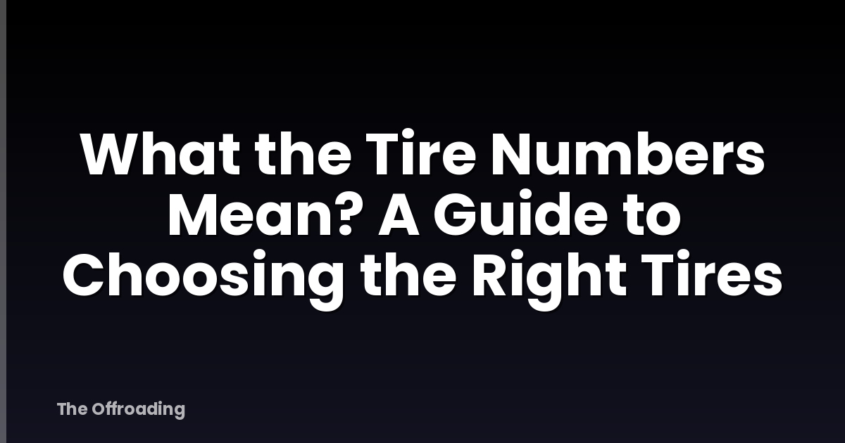 What the Tire Numbers Mean? A Guide to Choosing the Right Tires