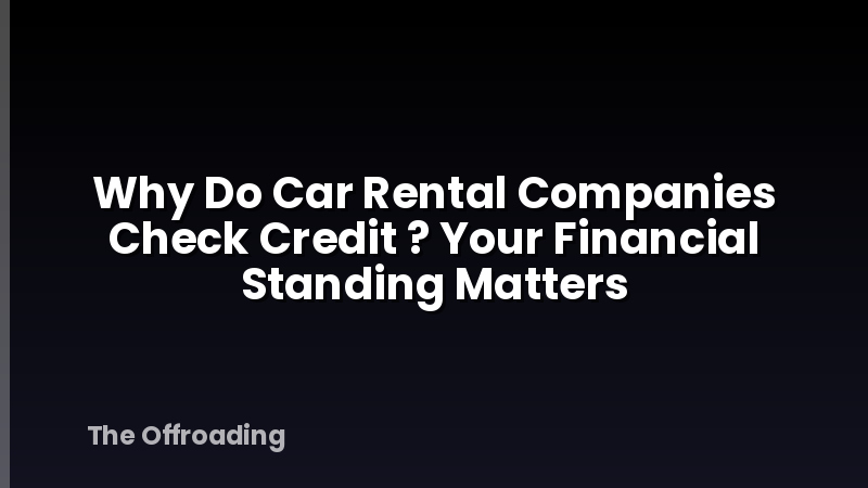 Why Do Car Rental Companies Check Credit ? Your Financial Standing Matters