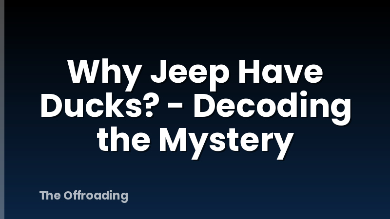 Why Jeep Have Ducks? - Decoding the Mystery