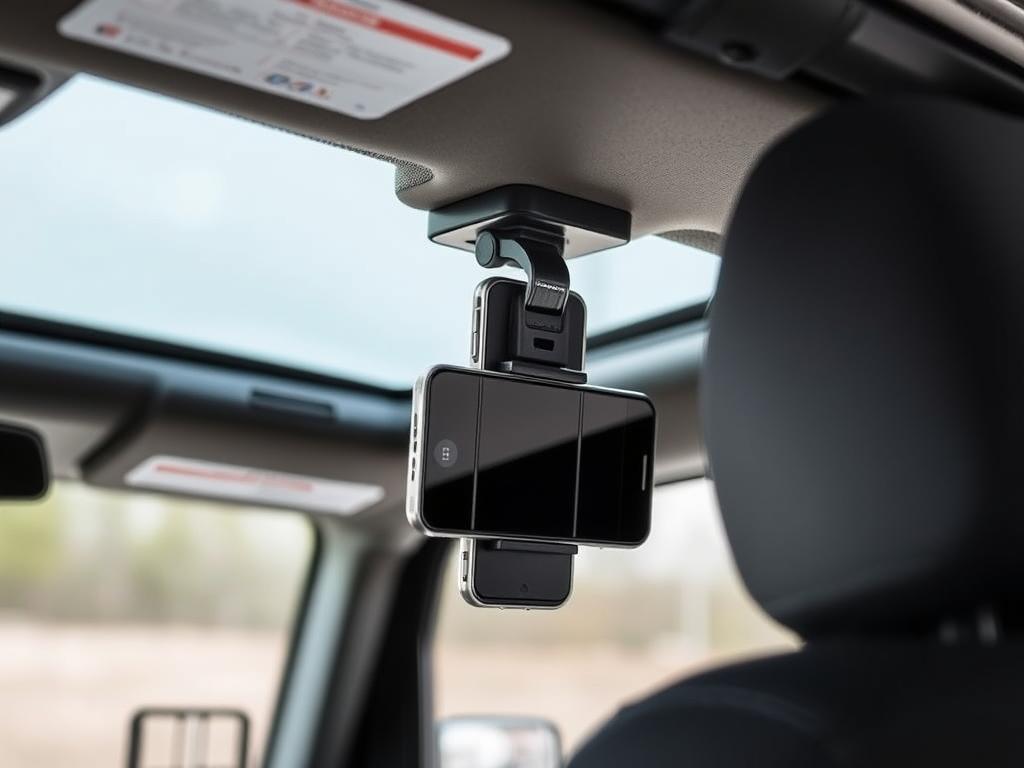 Bulletpoint JK Phone Mount attached to A-pillar Bulletpoint JK Phone Mount attached to A-pillar
