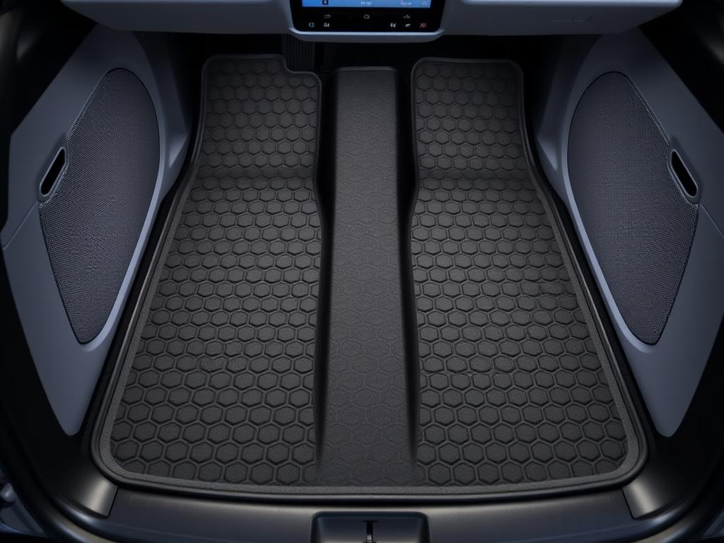 TAPTES floor mats for Tesla Model Y showing unique texture pattern and edge design